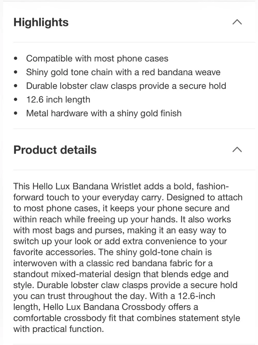 Hello Lux Red Bandana Chain Wristlet Phone Strap